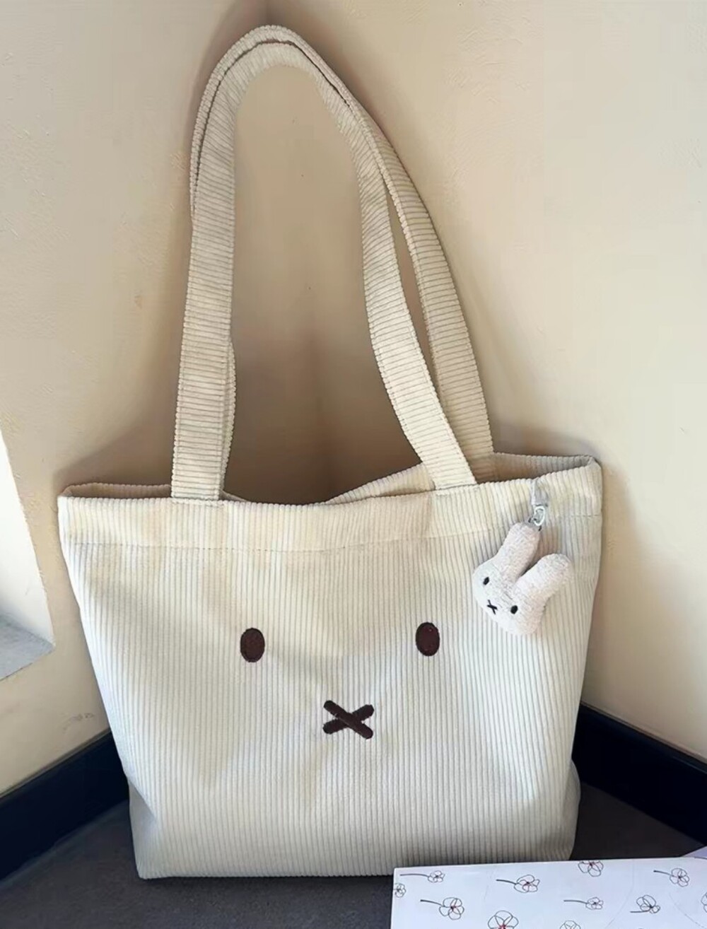 New Cream Corduroy Tote Bag Miffy, New Without Tag